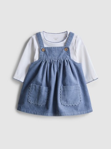 0-18mths | Bodysuit and Corduroy Pinafore Dress Newborn Set detail 2