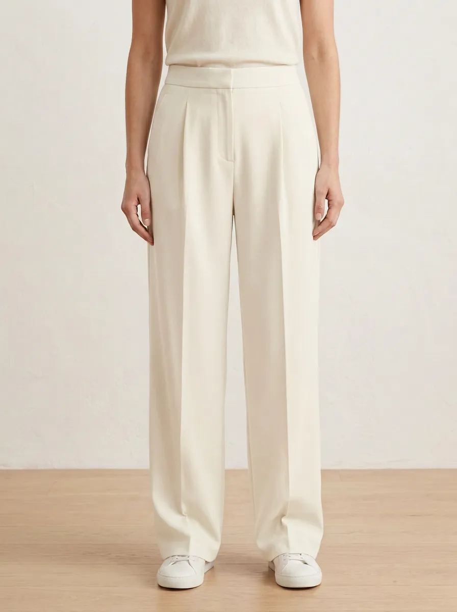 Modern Texture Pleated Wide-Leg Trousers