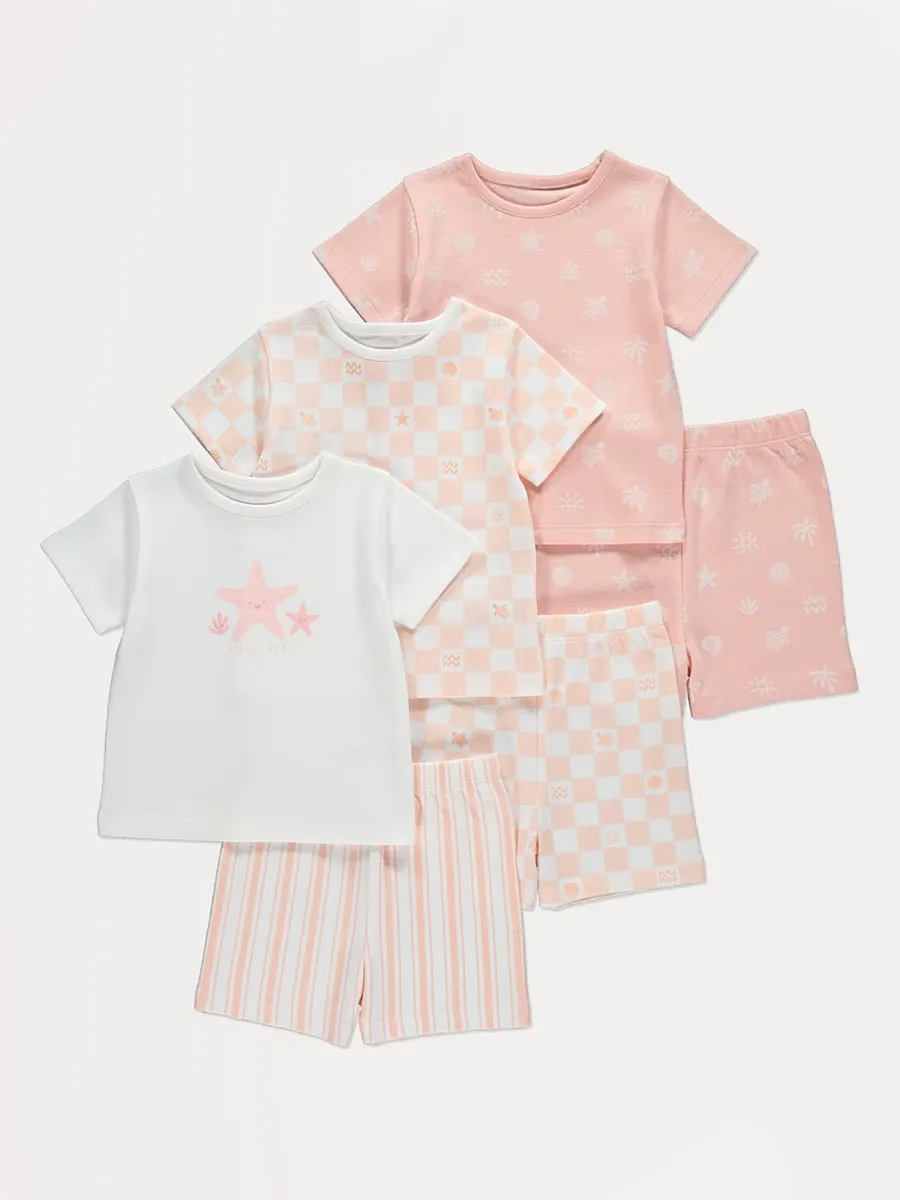 Pink Star Fish Little Star Short Pyjamas 3 Pack