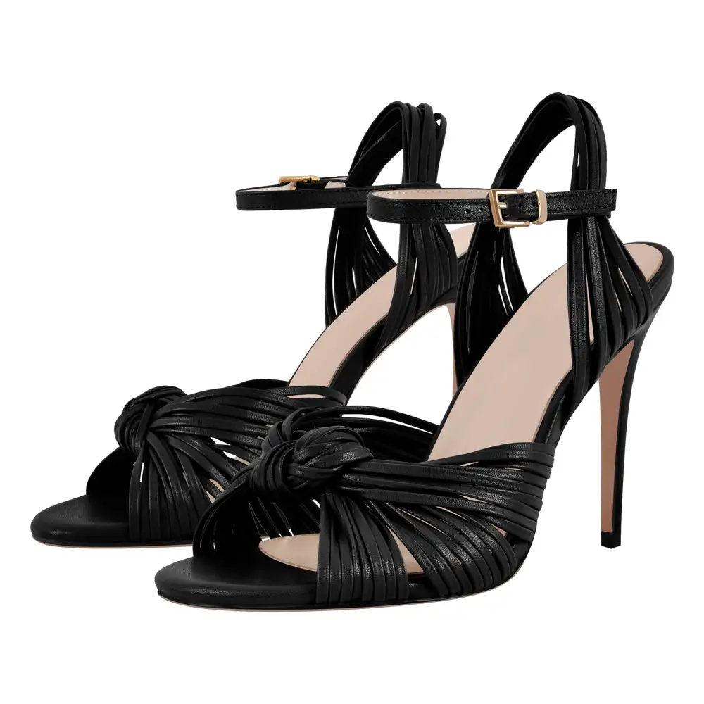 Round Toe Buckle Strap Stiletto Sandals