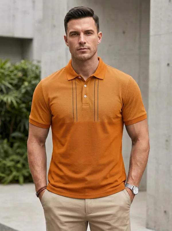 Men's Relaxed Colorblock Striped Polo Shirt
