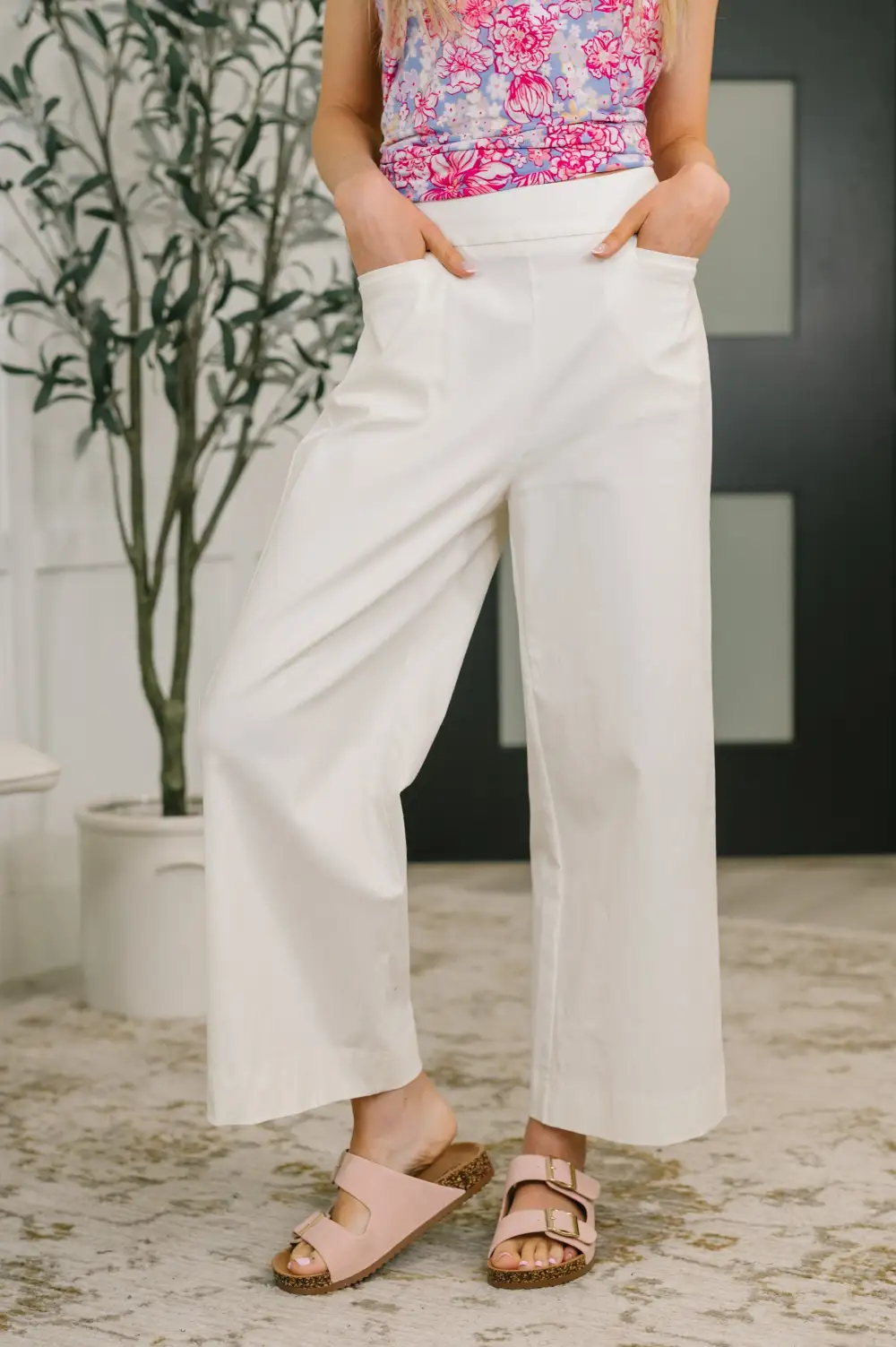 Only Pair High Waist Wide Leg Bottoms In