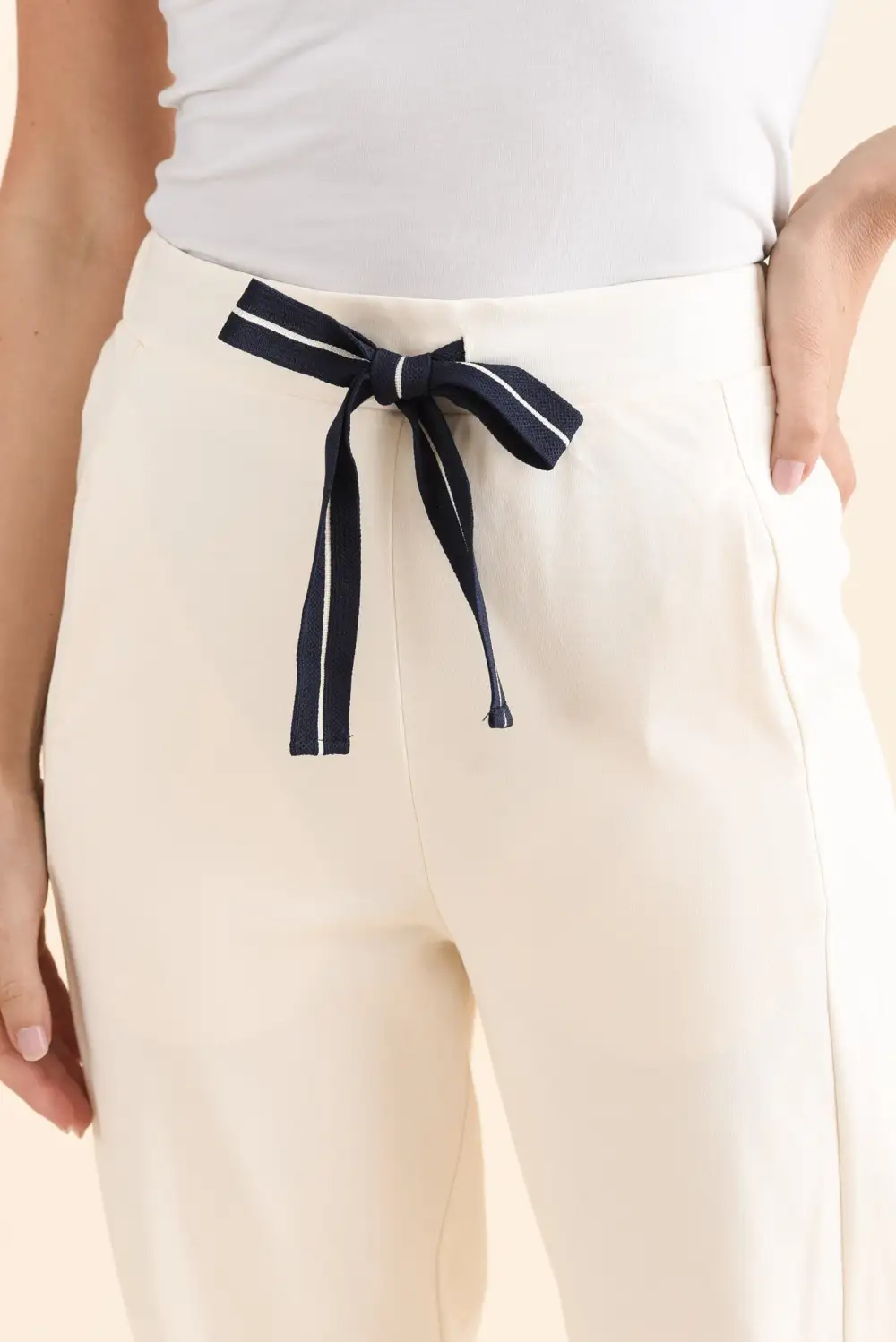 Cotton High Rise Drawstring Pants