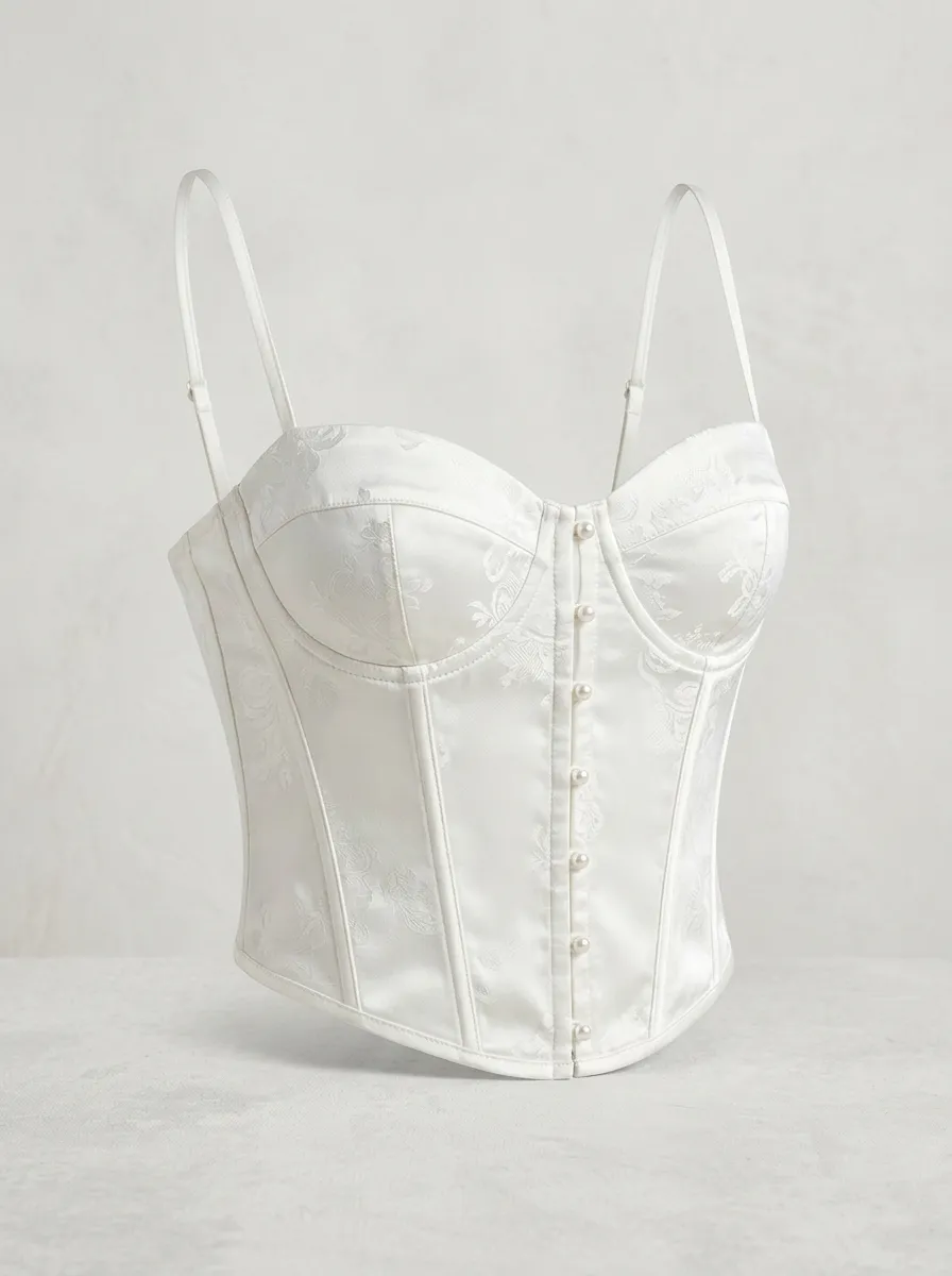 Jacquard Satin-Style Sweetheart-Neck Women's Corset Top