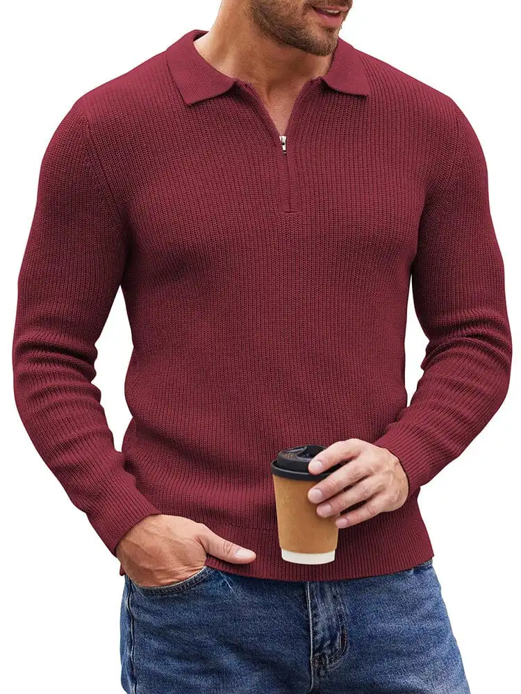 Classic Quarter Zip Knit Polo Sweater
