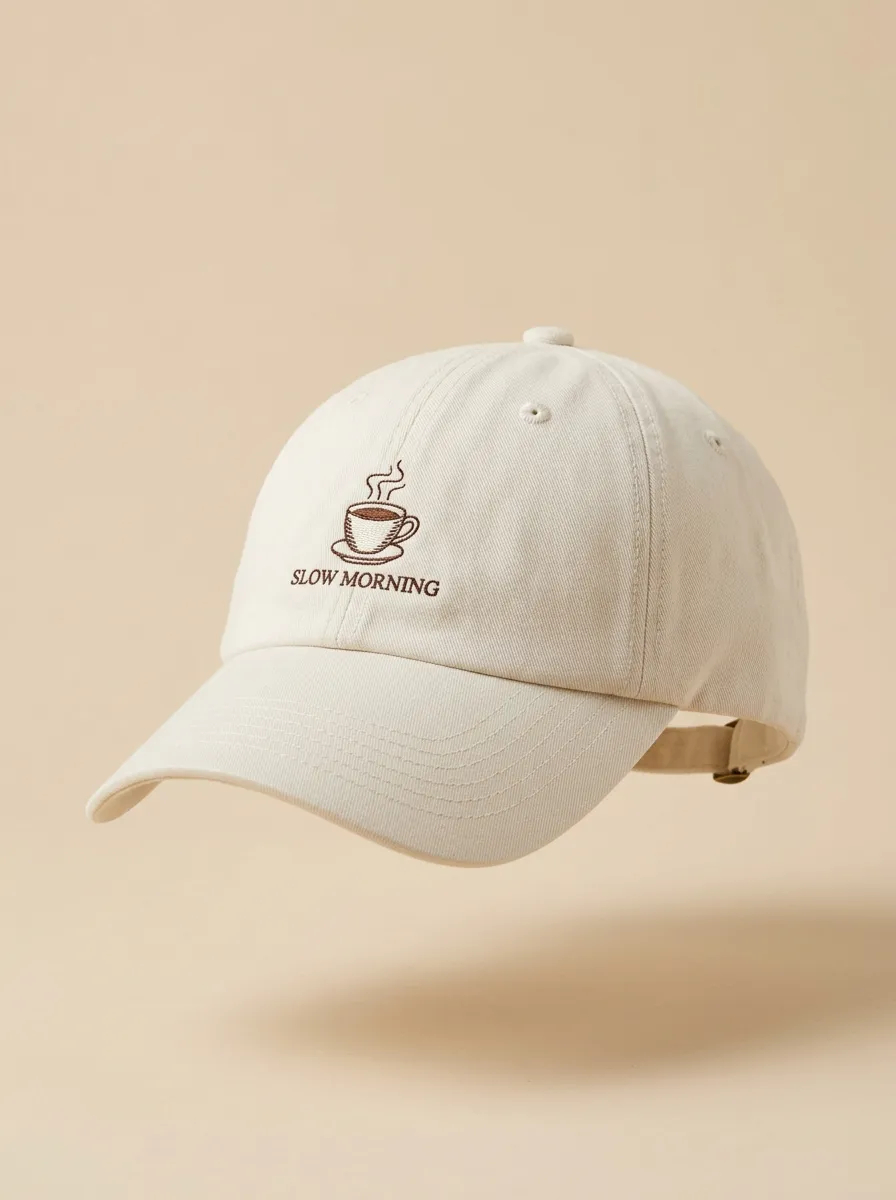 Classic Pattern Coffee-Lover Slow-Morning Embroidered Unisex Baseball Cap