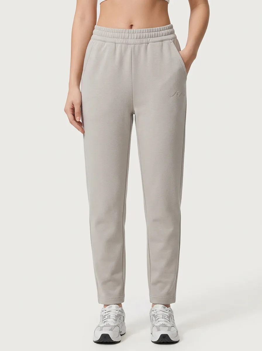 Women's Minimalist Wave Embroidery Solid Color Jogger Pants