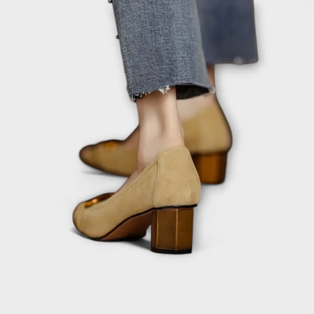 Suede Block Heel Supportive Classic Pumps