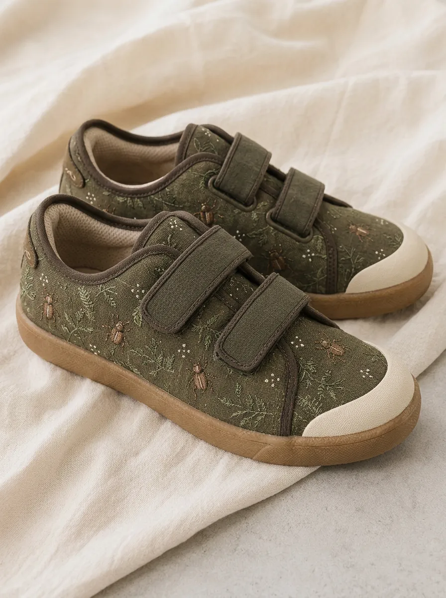 Unisex Refined Nature Lover Beetle Botanical Patterned Canvas Shoes