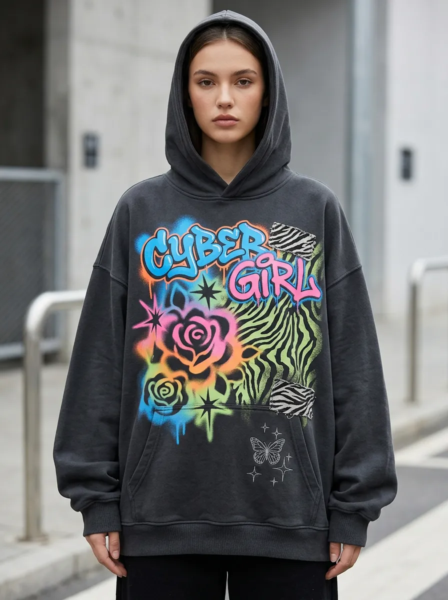 Men's Streetwear Graffiti Zebra Rose T-Shirt