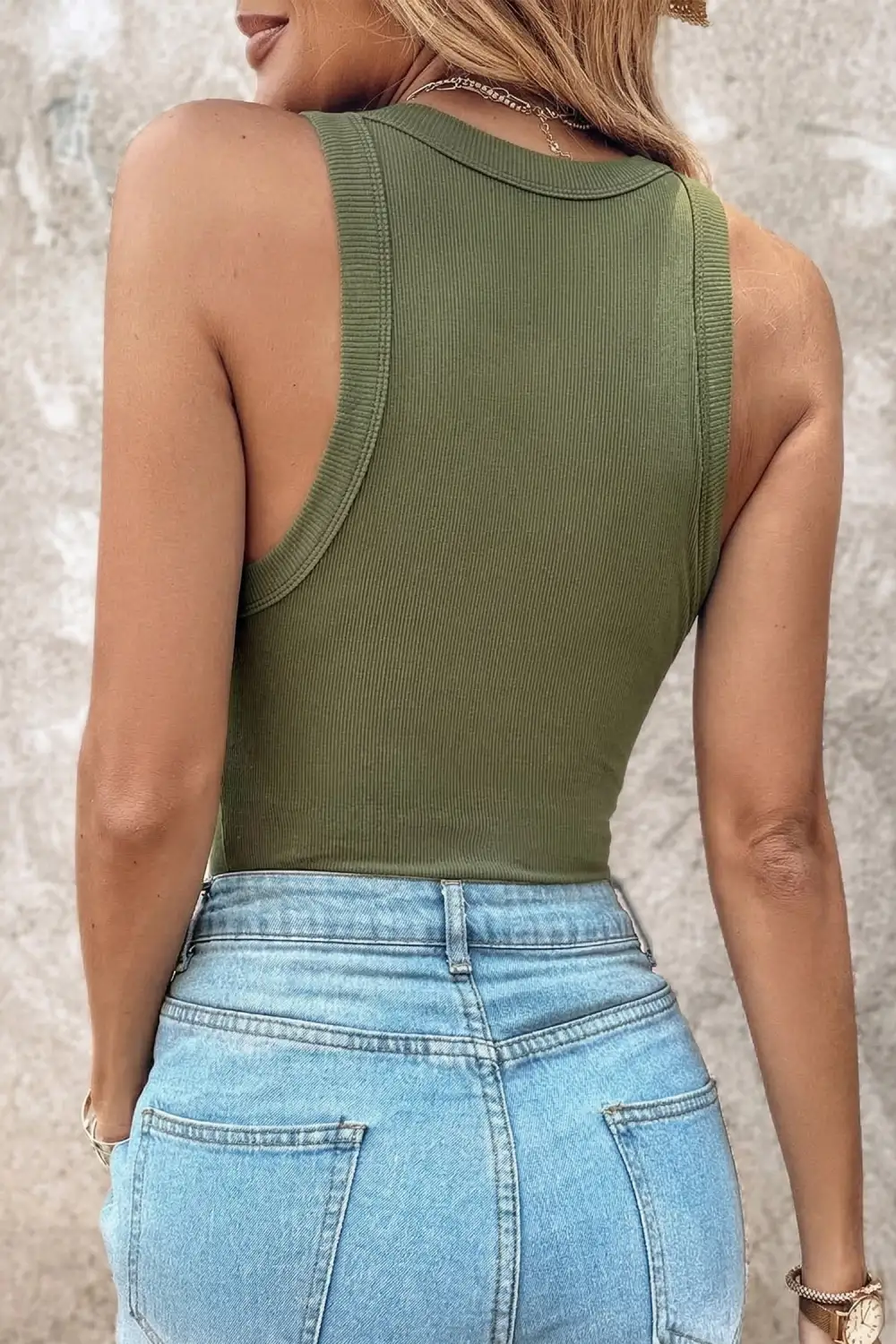 Slim Ribbed Textured Tank Top
