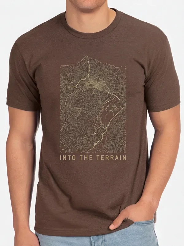Men's Hiking Outdoor Lover Topographic Map Printed T-shirt