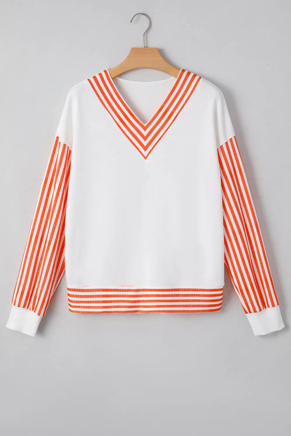 Striped V Neck Long Sleeve Women's Top