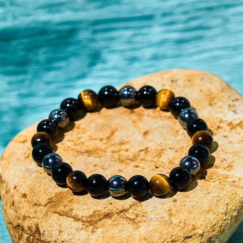 Refined Natural Tiger Eye Obsidian Hematite Powerful Bracelet