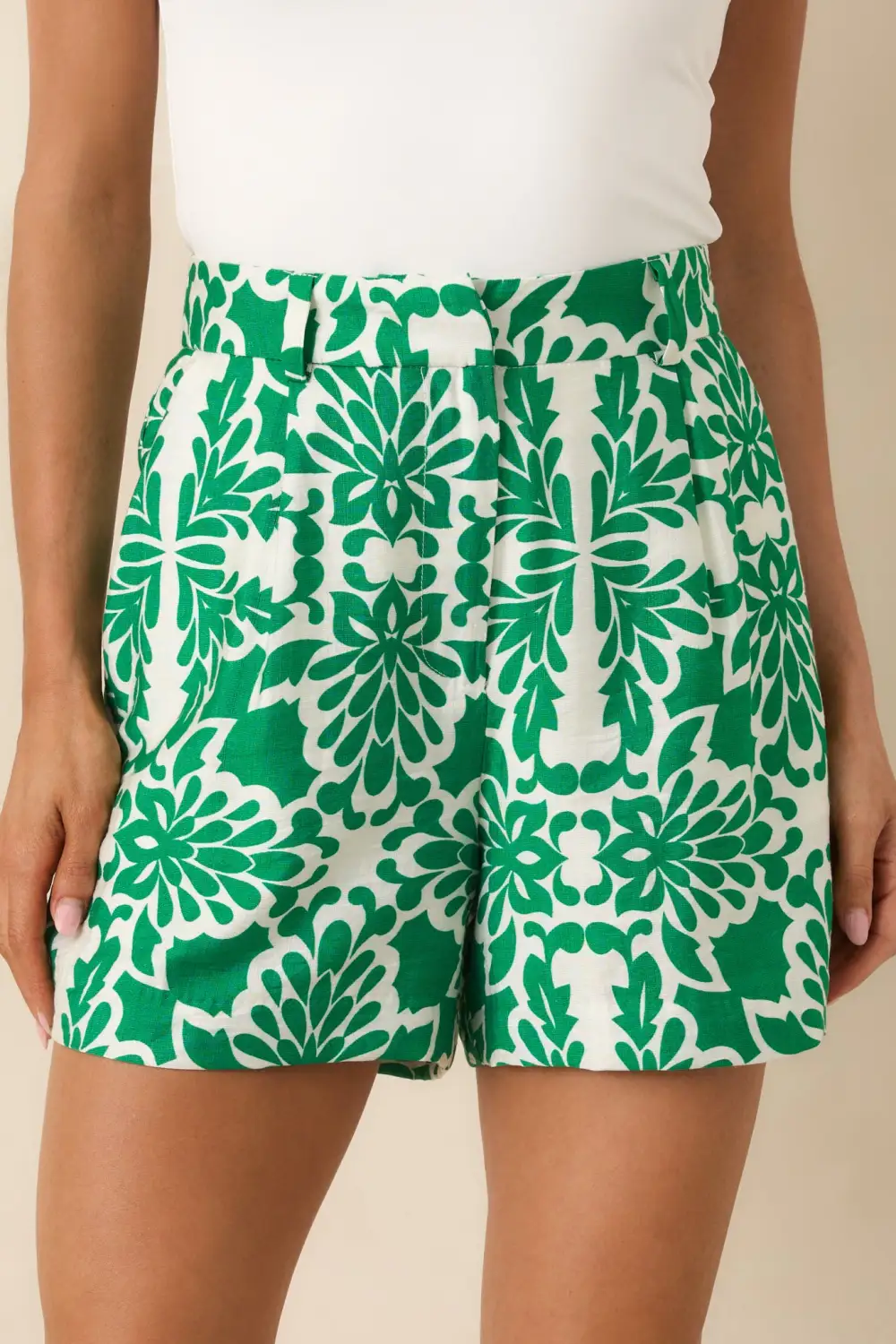 High Waisted Polyester Shorts