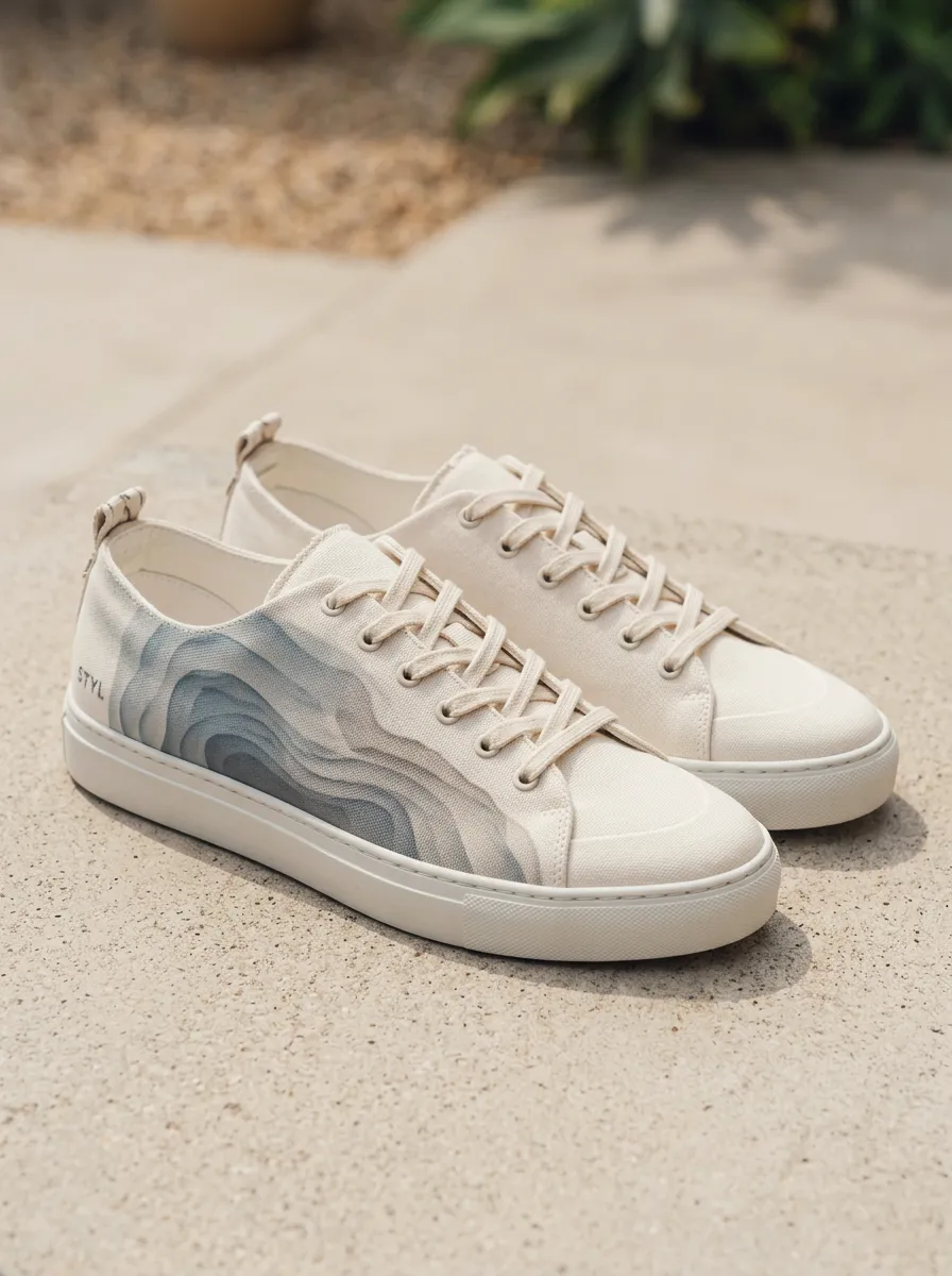 Ocean Wave Abstract Canvas Sneakers