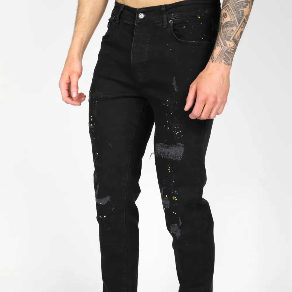 Paint Detail Smart Fit Distressed Ripped Jeans