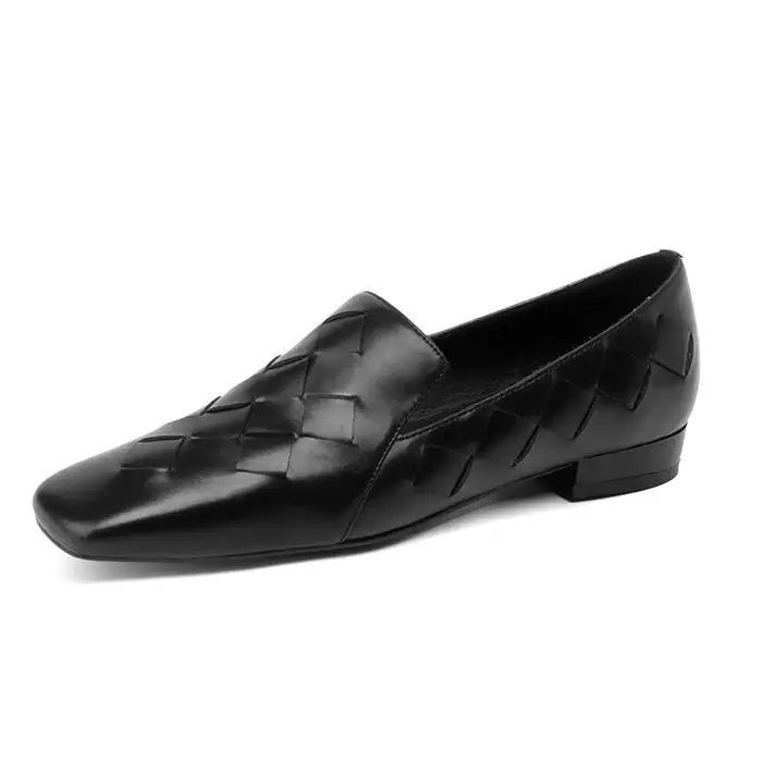 Slip On Block Heel Woven Pumps