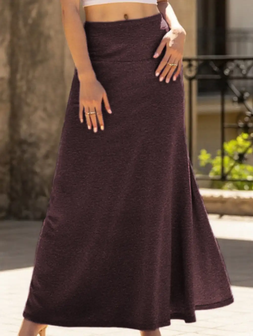 Knit High Waist Midi Skirt