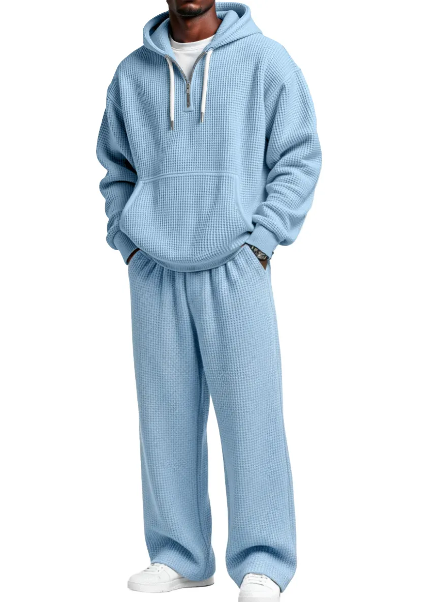 Textured Knit Hooded Zip Set