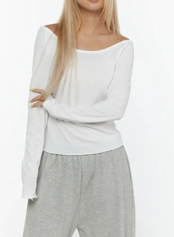 Boat Neck Long Sleeve Top