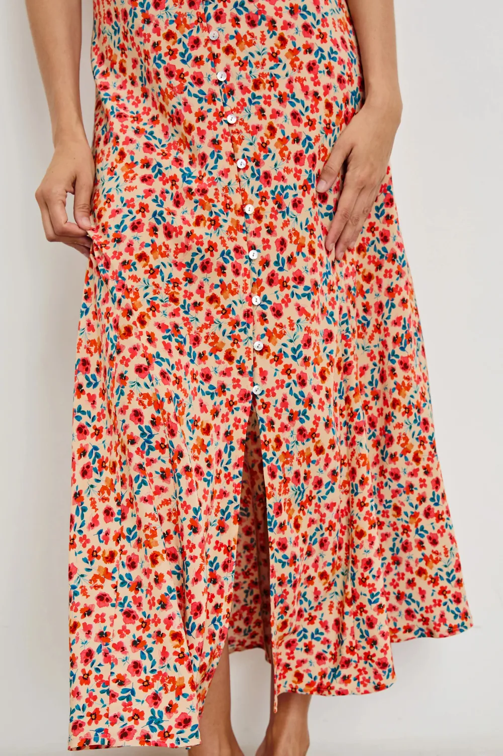 Deep V-Neck Floral Retro Dress