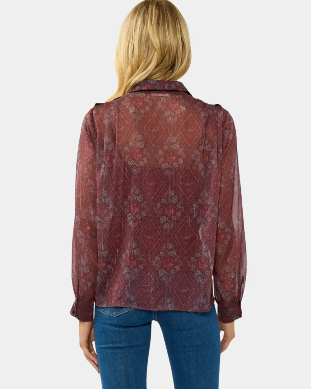 Diamond Print Sheer Blouse