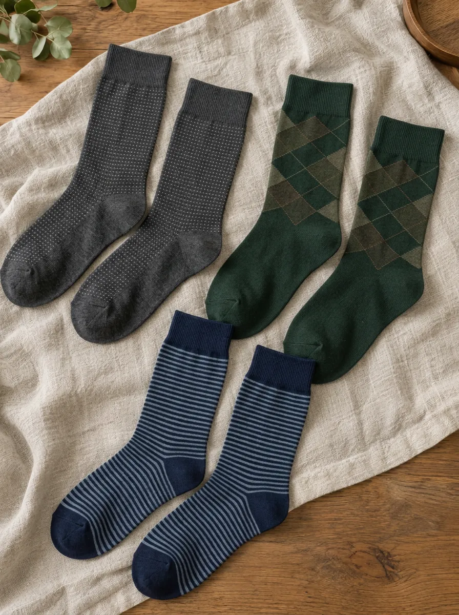 Men's Essential Polka Dot Argyle Striped Pattern Socks Set