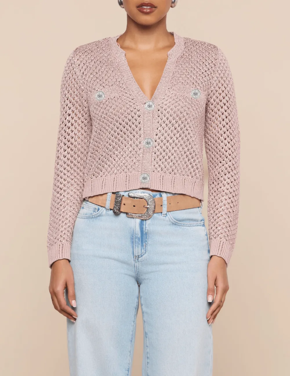 Sequin Knitted Cropped Cardigan