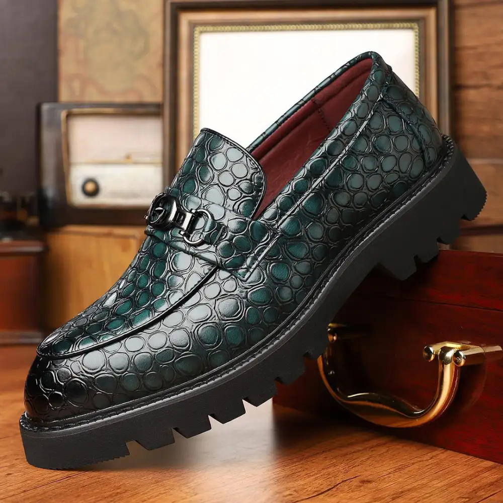 Textured Leather Loafers