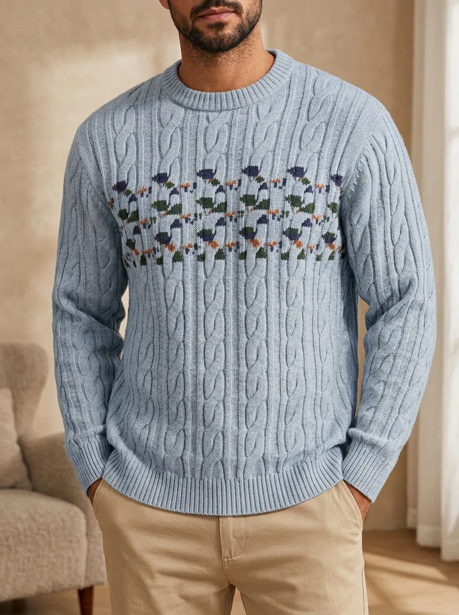 Men's Geometric Cable Knit Cable Knit Sweater