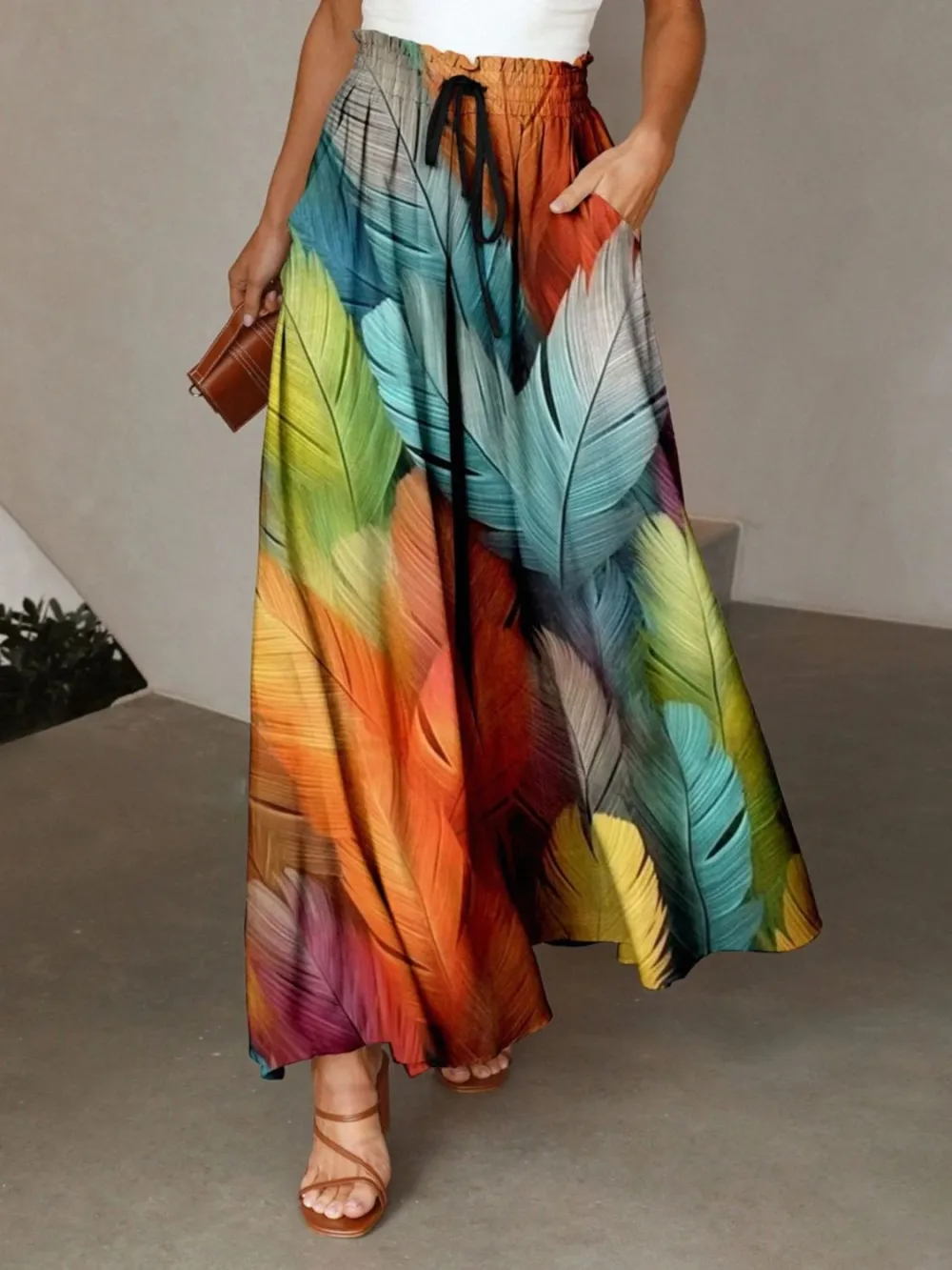 Pocket Printed Maxi Skirt