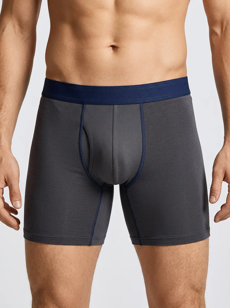Men's Charcoal Contrast-Trim Boxer Briefs