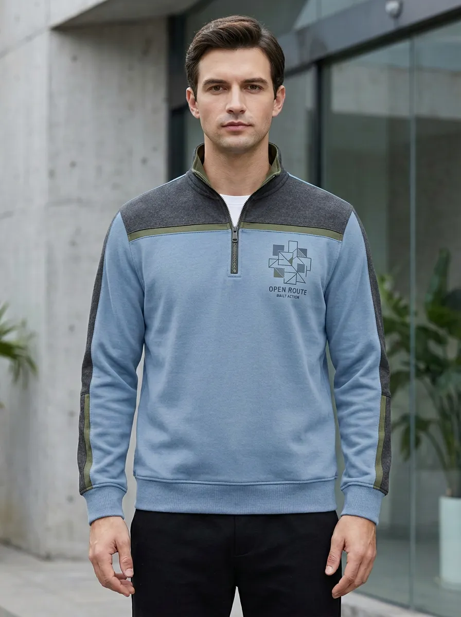 Quarter-Zip Geometric Men's Half-Zip Sweatshirt