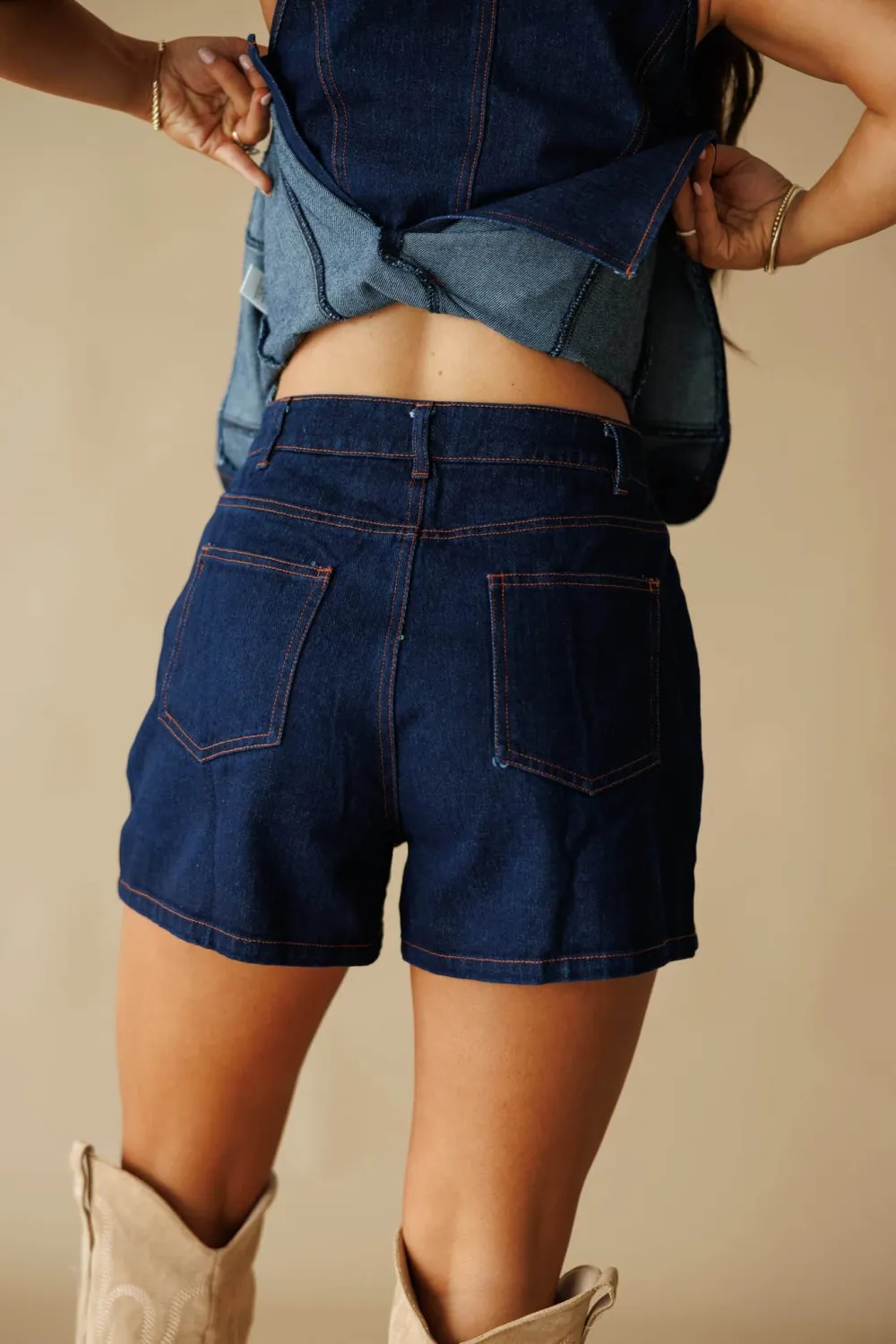 Cotton High Waist Denim Shorts