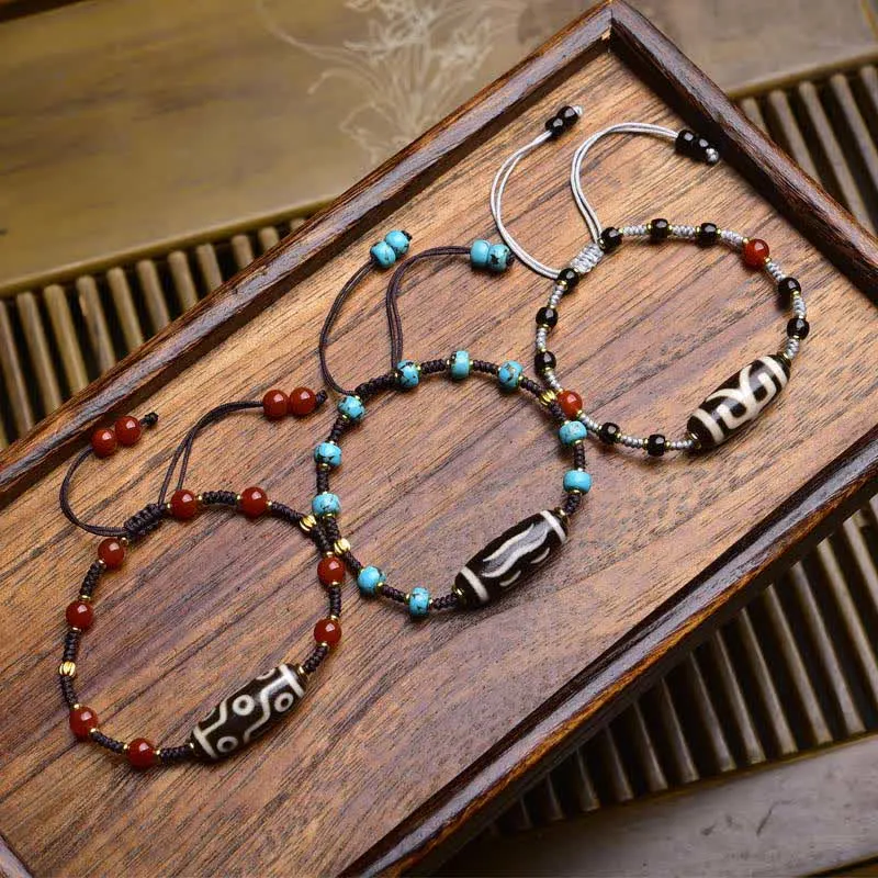 Dzi Beads South Agate Braided Rope Bracelet
