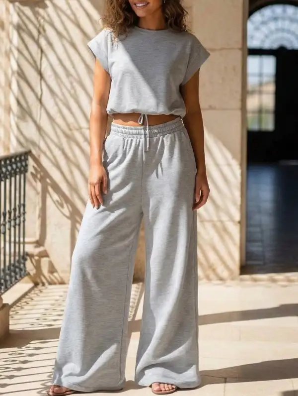 Sleeveless Vest Wide Pants Set