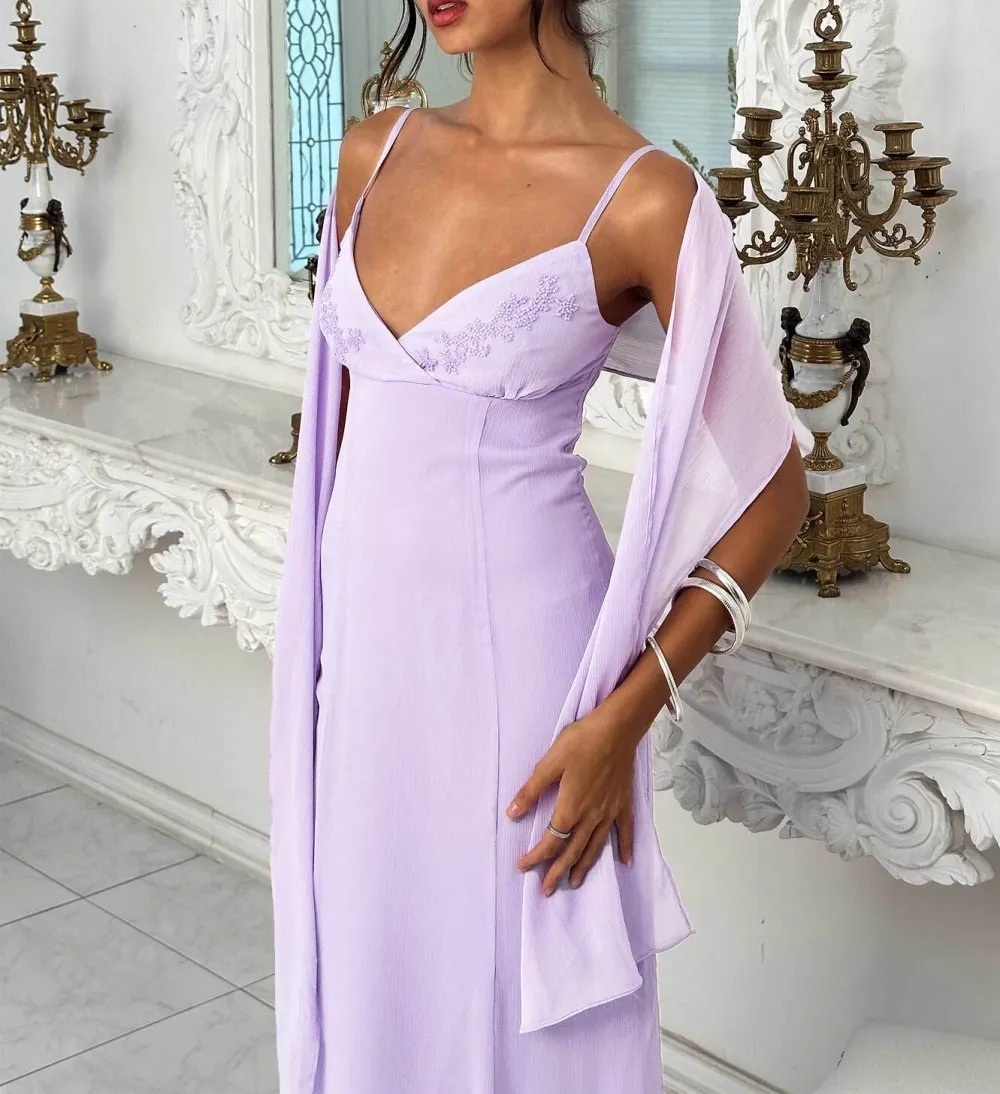 Clean Draped Scarf Detail Maxi Dress
