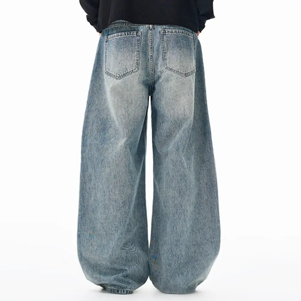 Wide Leg High Waist Washed Denim Jeans