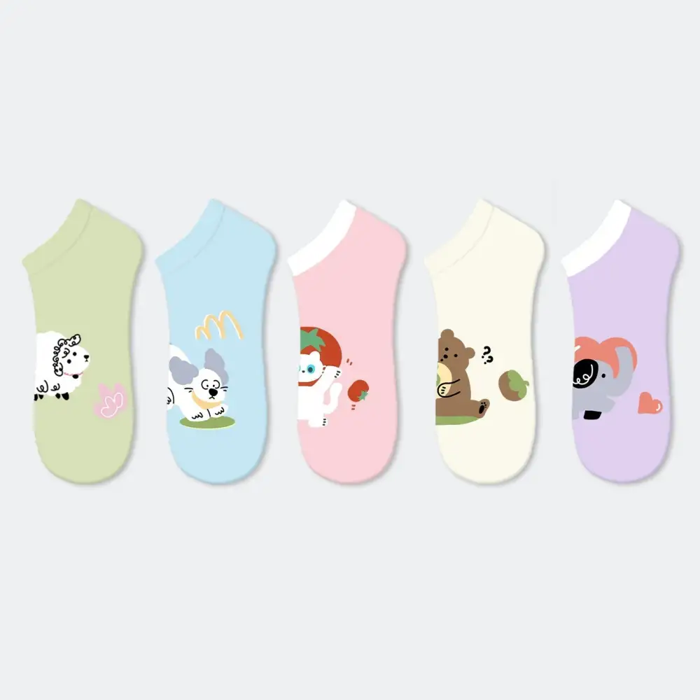 Playful Cartoon Animal Ankle Socks
