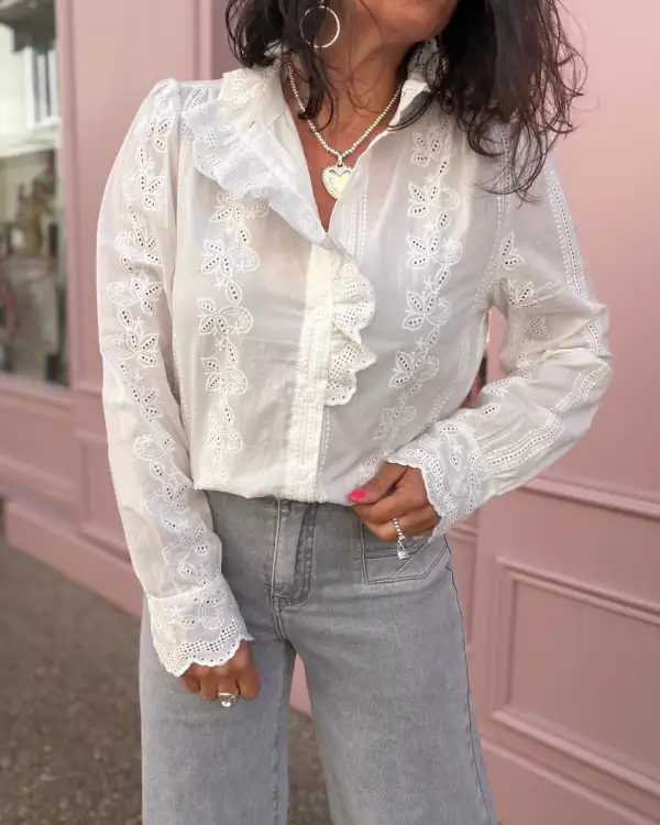 Contemporary Cotton Embroidered Blouse