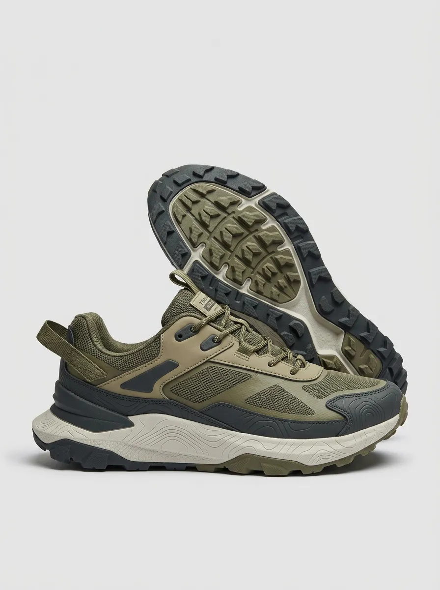 Casual Detail Hiking-Inspired Mesh-Panel Casual Sneakers