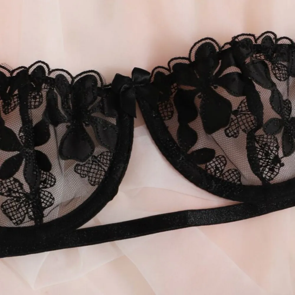 Modern Floral Mesh Lingerie Set