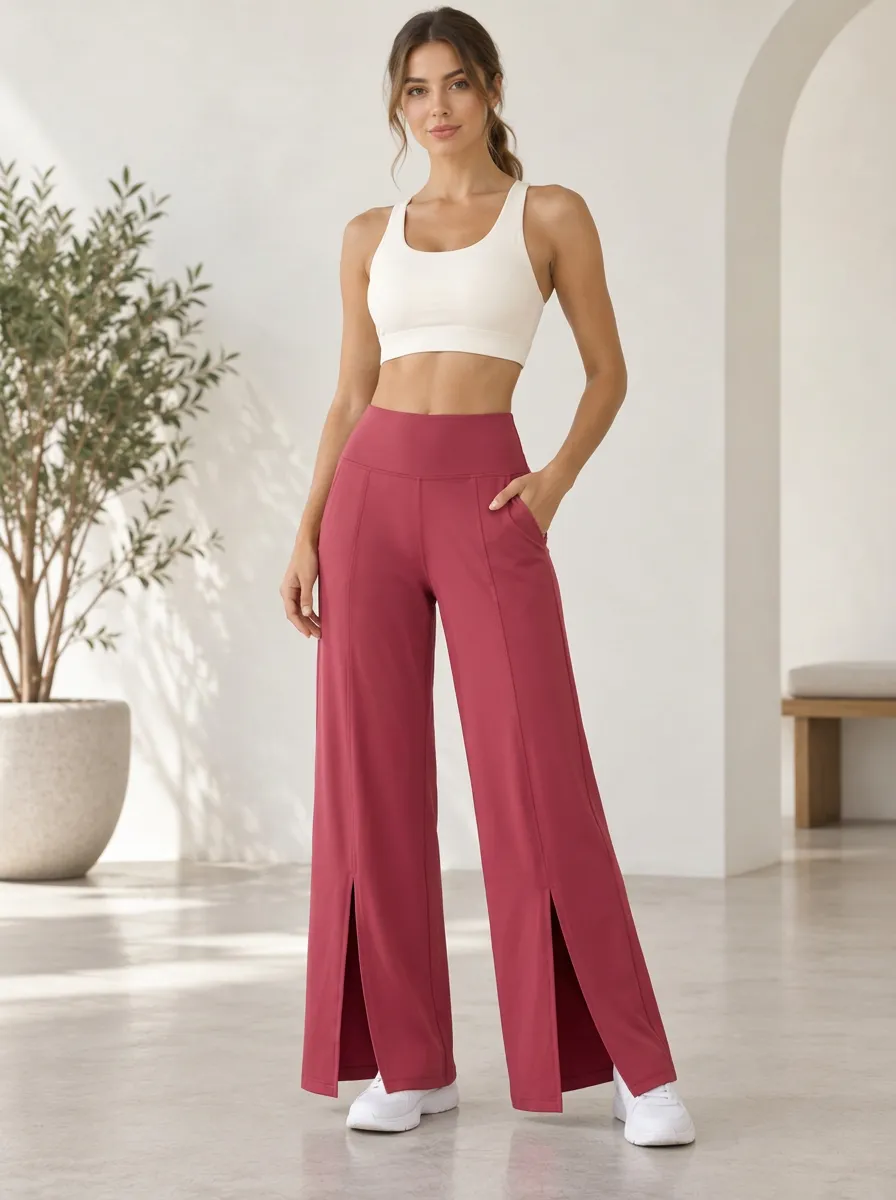 Women's Daily Motion Wide Leg Split Hem Sport Pants