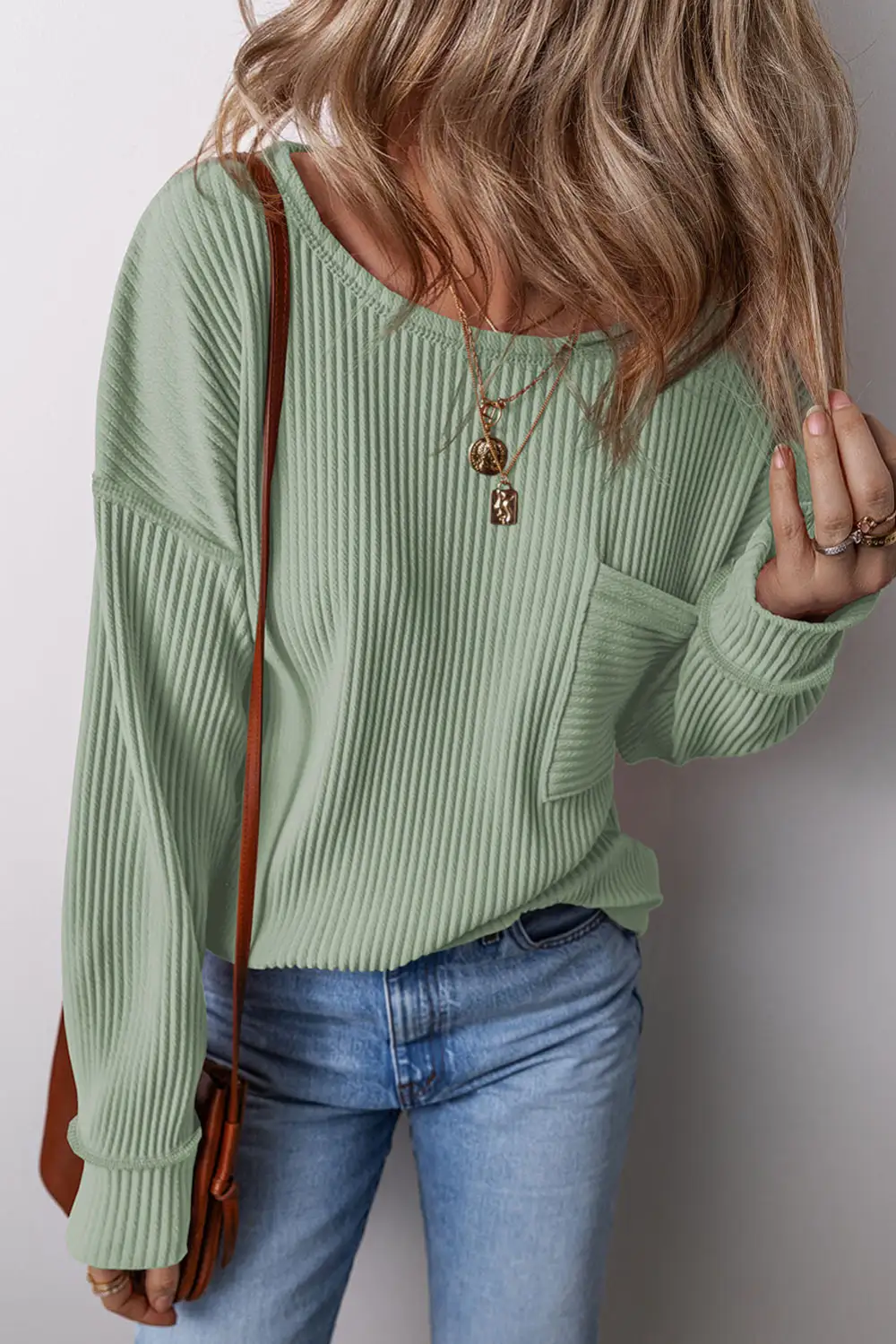 Women's Solid Corded Long Sleeve Top