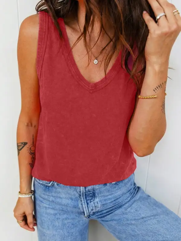 V-Neck Cotton Tank Top