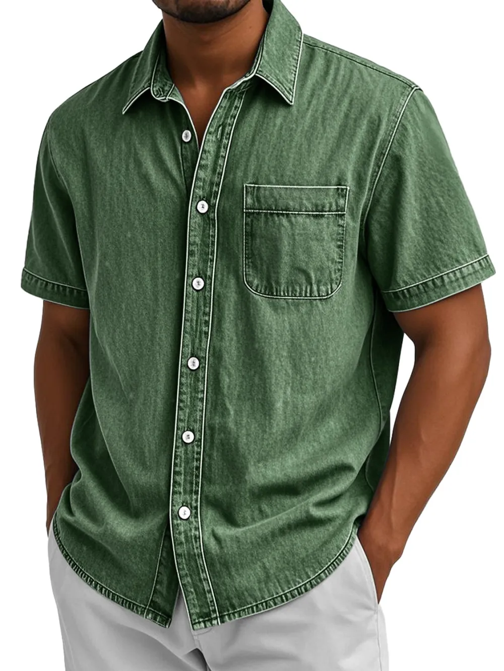 Short Sleeve Camp Collar Pocket Shirt