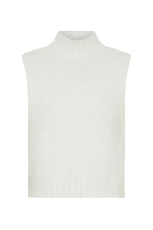 White Turtleneck Knit Vest