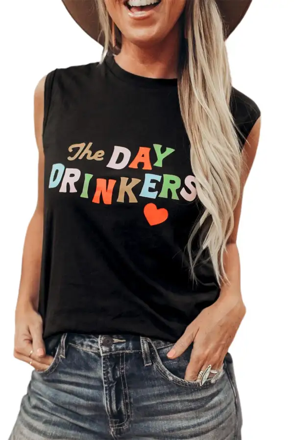 Drinkers Letters Print Tank Top