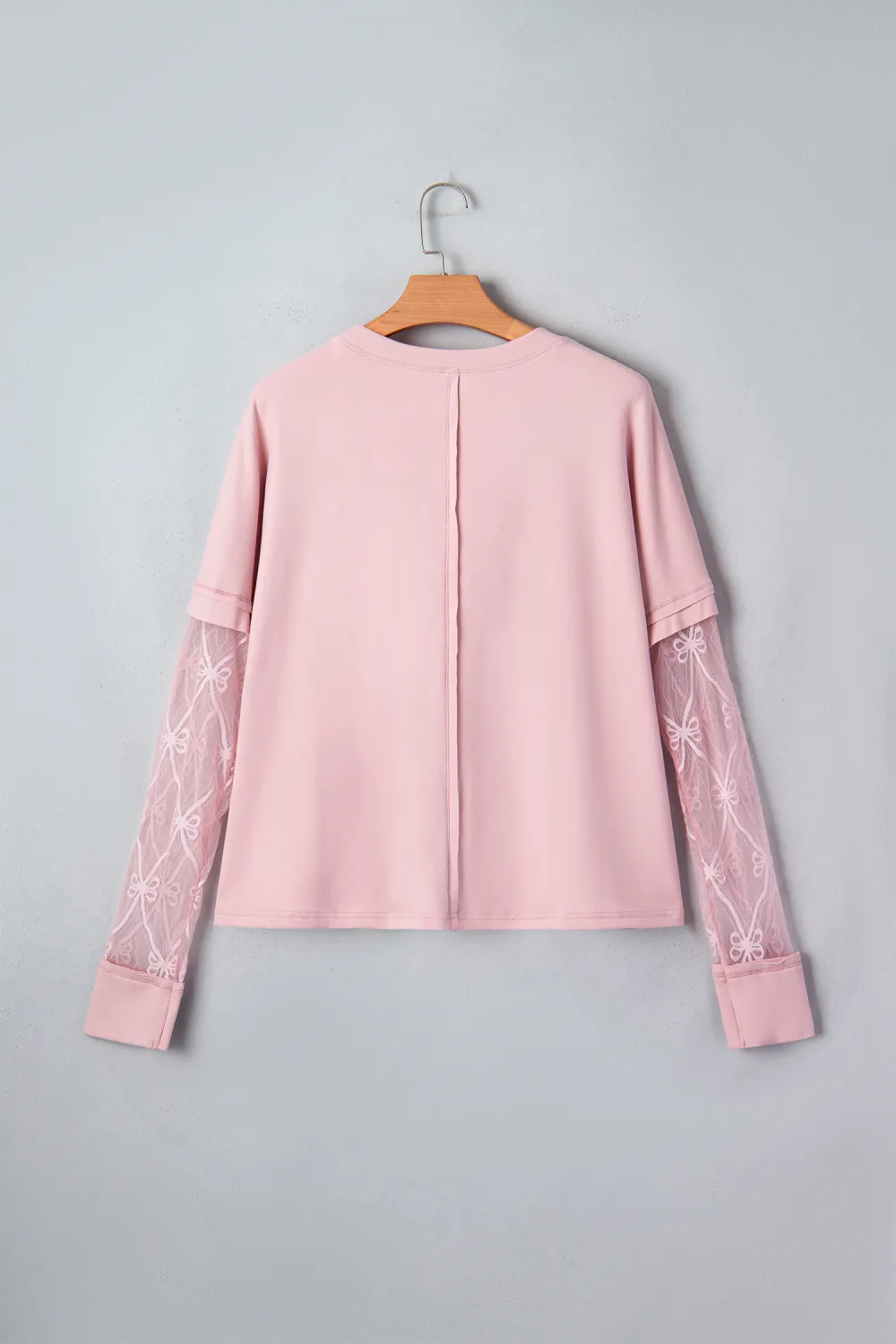 Light Pink Bow Textured Patchwork Tee